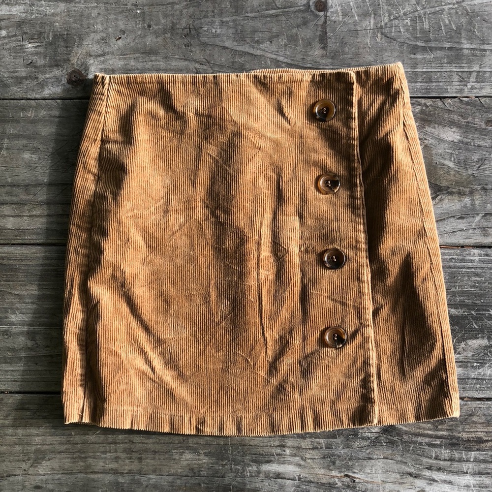 Adorable stretchy corduroy brown button skirt for girls